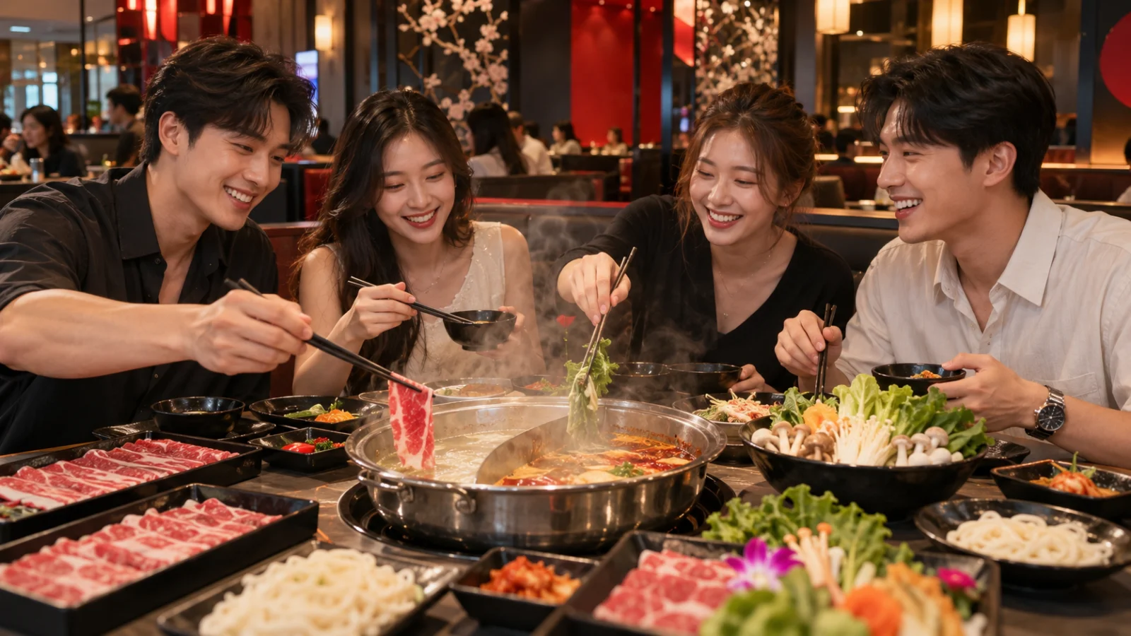 Illustrative shared Korean dinner